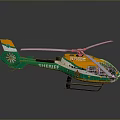 Green and Orange Sheriff Helicopter with Marked Body and Rotors