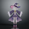 Magic Themed Game And Movie Character With Purple Wizard Hat Light Hair And Pink Shoes