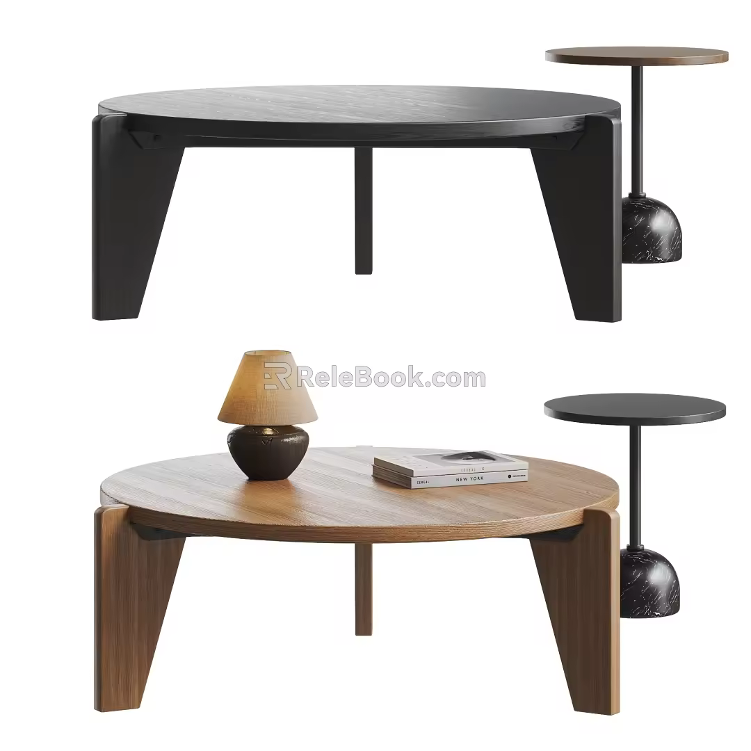 VITRA Middle Style Coffee Table Side Table Mother Coffee Table Lamp Round Coffee Table Wood 3d model