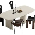 Middle style dining table and chair combination 3d model