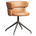 Modern Brown Leather Swivel Chair Featuring Sturdy Metal Base And Ergonomic Comfort Design