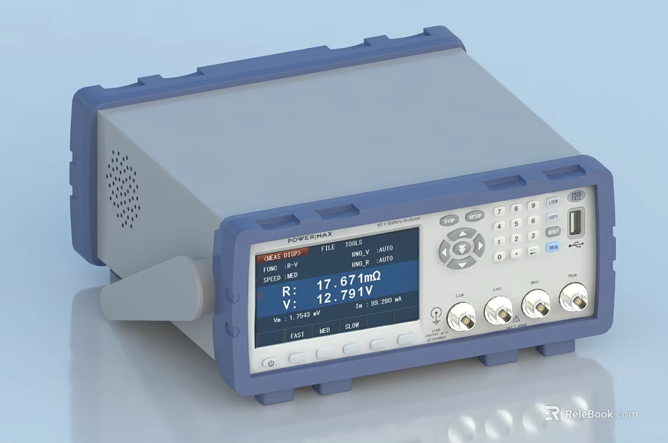 Industrial Electronic Measuring Instrument With Digital Display Screen Control Panel Knobs Buttons And Ports 3d model 