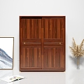 New Chinese Style Bedroom Solid Wood Wardrobe 3d model