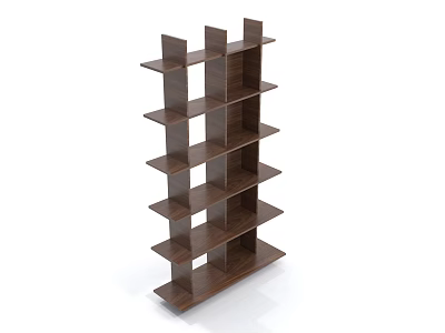 Modern Wooden Open Shelving Unit With Multiple Tiered Storage Shelves For Home 3d model