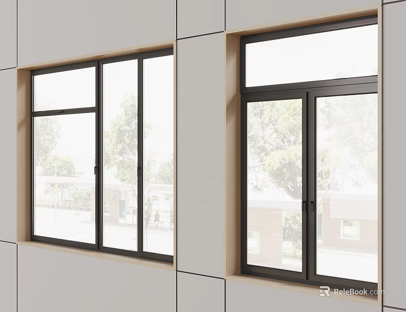 Modern Aluminum Frame Casement Windows For Residential Building Exterior With Clear Glass 3d model 