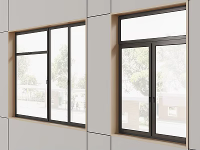 Modern Aluminum Frame Casement Windows For Residential Building Exterior With Clear Glass 3d model