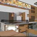Cozy Restaurant Interior With Wooden Chandeliers Green Banquettes Wooden Tables Chairs And Wall Artworks
