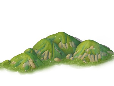 Q version cartoon hills green hills model