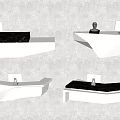Modern Reception Desk Designs With Sleek Countertop Computer Monitor And Figure