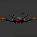 Butterfly Shaped Toy Featuring Orange Blue Black Wings And Connected Wire Design