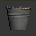 Rustic Metal Bucket Filled With Used Cigarette Butts And Ash 3d model