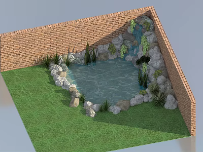 modern rockery courtyard terrain 3d model
