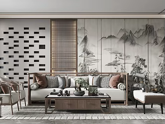 New Chinese Living Room 3d model