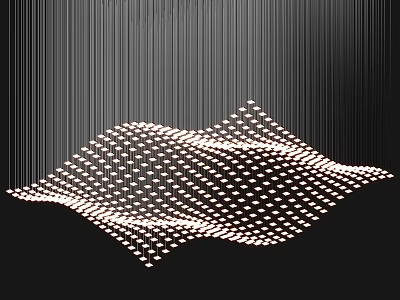 Modern Wavy Chandelier With Small Dot Light Sources And Structured Design 3d model