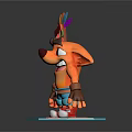 Cute Cartoon Character With Orange Body Blue Shorts And Colorful Feather Mask On Platform