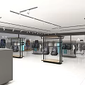 Modern Retail Store Interior With Display Racks Product Shelves And Lighting