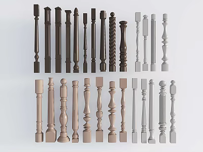 Ornate Decorative Columns With Various Designs Different Colors And Intricate Patterns 3d model