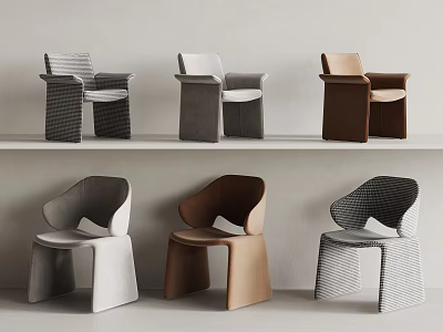 Leisure Chairs With Modern Geometric Design In Neutral Tones Displayed On Two Layer Shelves 3d model