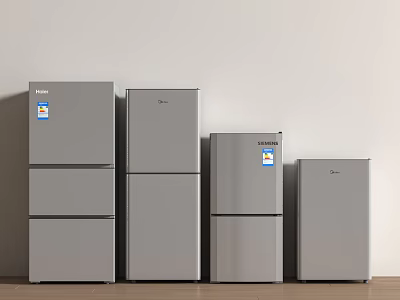 Haier Gray Refrigerators And Freezers In Four Units Side By Side Indoor 3d model