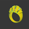 Elegant Gold Ring With Sparkling Diamonds And Curved Design Details