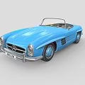 Vintage Blue Mercedes Convertible Roadster Car With Classic Retro Design