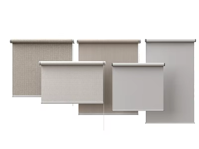 Modern Roman Blinds in Beige and Gray Fabric with Soft Texture for Home Windows 3d model