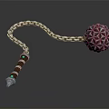 Antique Style Weapon Featuring Silver Chain Polyhedral Sphere And Turquoise Accented Handle 3d model