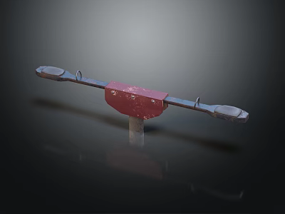 Red Vintage Balance Device With Metal Ends And Central Red Structure 3d model
