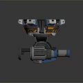 Futuristic Mechanical Weapon Design With Rotating Turret And Blue Orange Components