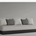 Modern Sectional Sofa With White Cushions Black Frame And Gray Pillows 3d model