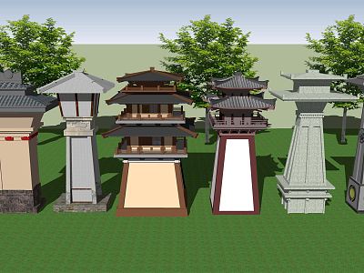 Chinese ancient building Han Que Shi Que ancient building sketch model