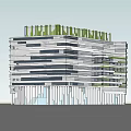 Modern Office Building Architectural Design With Green Roof And Horizontal Exterior Lines
