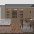 Modern Tobacco and Alcohol Store Interior With Wooden Shelves Marble Counter Tables And Chairs