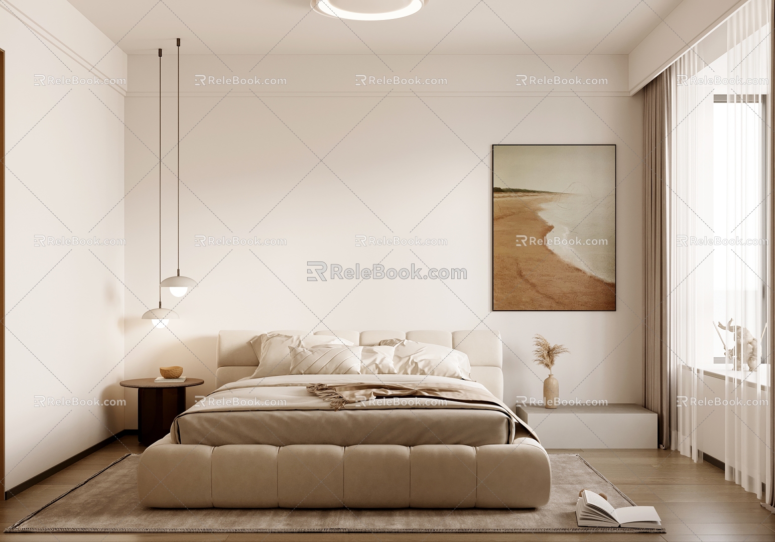 Modern Bedroom Cream Bedroom 3d model