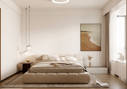 Modern Bedroom Cream Bedroom 3d model