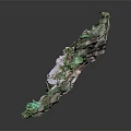 Natural Stone And Wood Structure With Green Moss And Lush Vegetation
