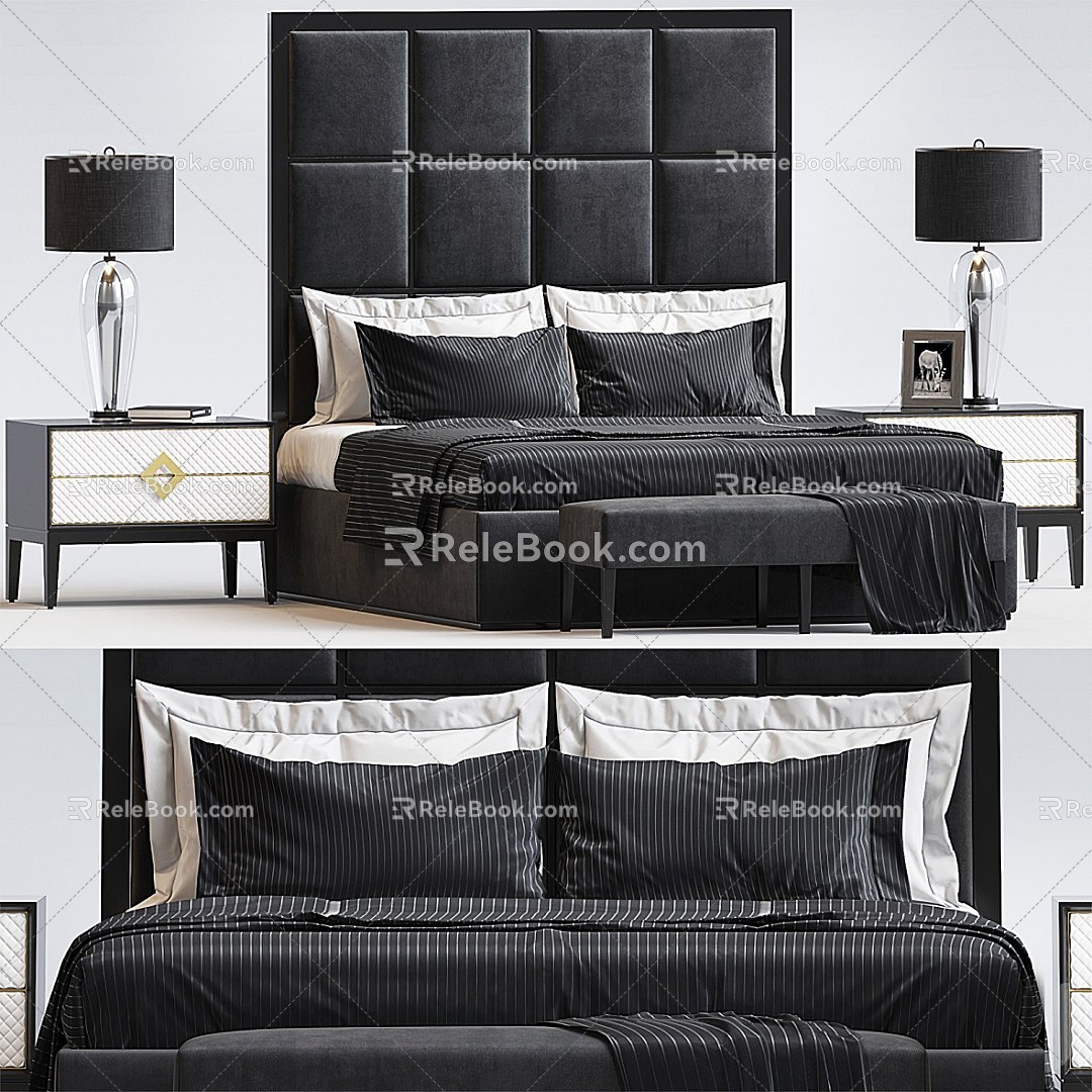 Modern Double Bed 3d model