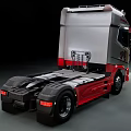 Sleek Volvo VNL Truck With Red Silver Exterior Moving On Road At Night