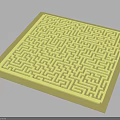 Yellow Square Furniture Mat Featuring Intricate Maze Pattern Design And Texture 3d model