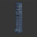 Ancient Stone Carved Figure Column With Human Face Design And Intricate Patterns 3d model