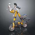 Yellow and Black Three Wheeled Bicycle with Handlebar Seat and Rear Storage Rack
