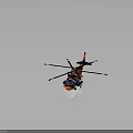 Black Orange Red Helicopter with Rotors Fuselage Landing Gear and Detailed Design