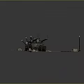 Military Tank 3D Model with Battlefield Obstacles and Rail Tracks