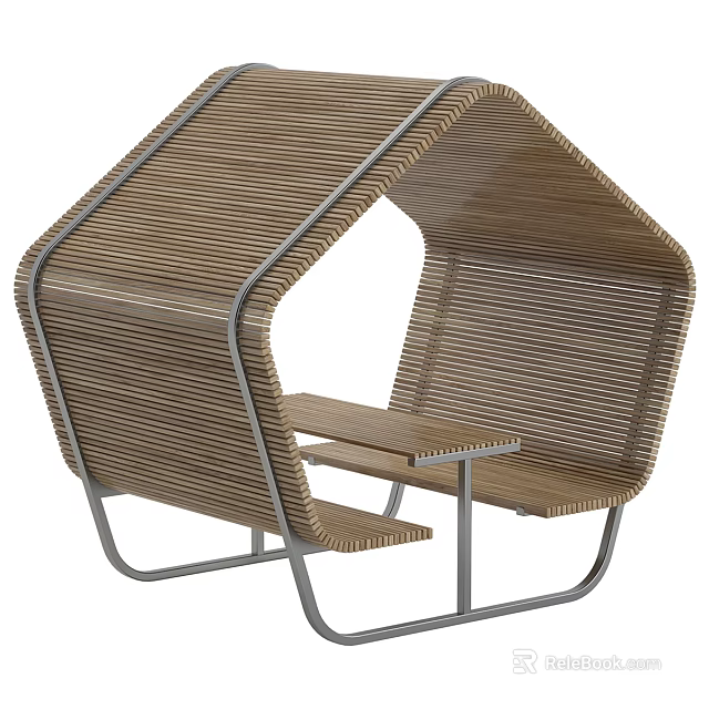 Unique Outdoor Table With Woven Material And Metal Frame For Comfortable Outdoor Seating 3d model 