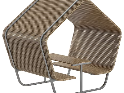 Unique Outdoor Table With Woven Material And Metal Frame For Comfortable Outdoor Seating 3d model