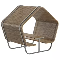 Unique Outdoor Table With Woven Material And Metal Frame For Comfortable Outdoor Seating
