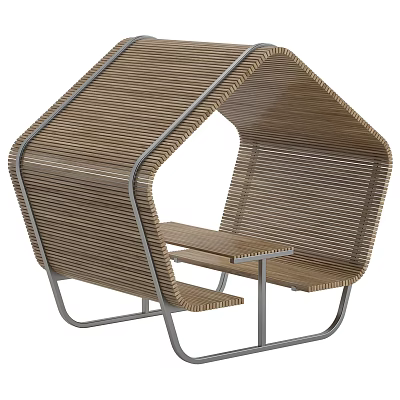 Unique Outdoor Table With Woven Material And Metal Frame For Comfortable Outdoor Seating 3d model