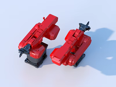 Two Red Mechanical Arms With Black Base For Daily Household Supplies 3d model
