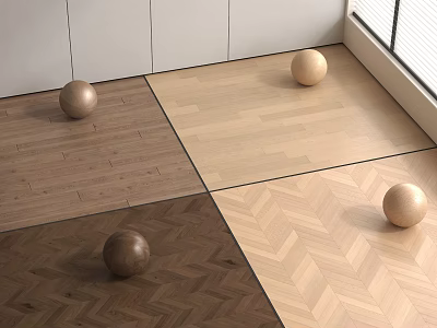 Assorted Wooden Flooring Styles With Herringbone Parquet And Natural Wood Color Tones 3d model
