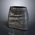 Stylish Black Leather Skirt With Belt Buckle Pockets And Zippers Design